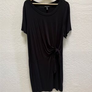 Tribal Women’s  Faux Wrap Stretchy Black Short Sleeve  Midi Dress